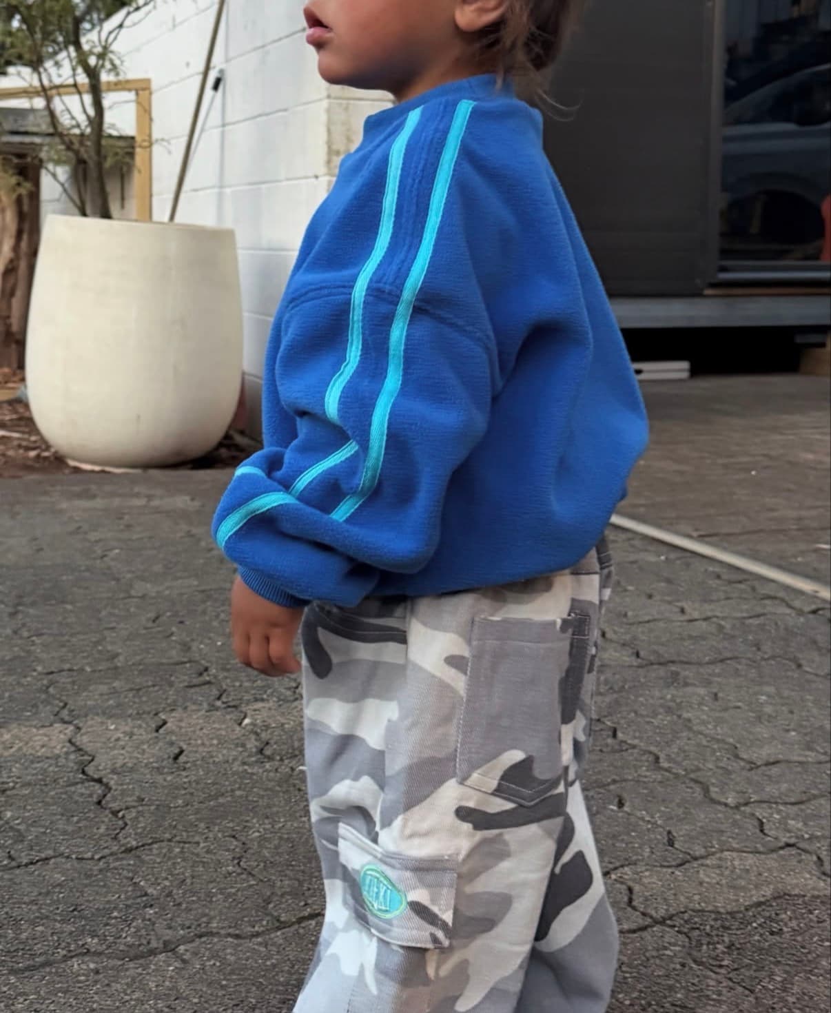 Retro fleece crew blue